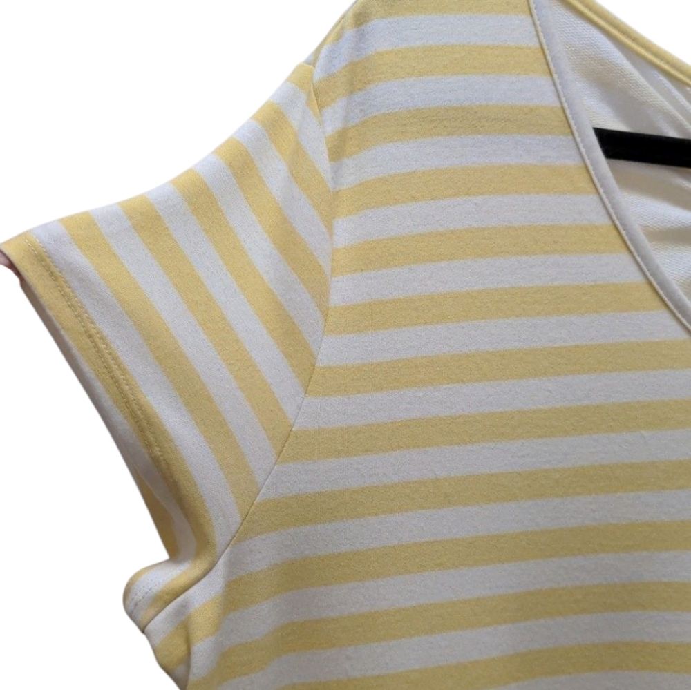 Live Well Lifestyle Yellow and White Short Sleeve Striped Dress Size XL - Picture 4 of 10